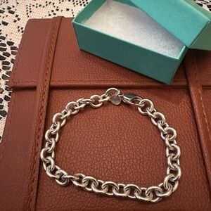 Vintage Tiffany & Co. Sterling Silver Bracelet W/ Tag 8mm Rolo Chain Link 8.00”
